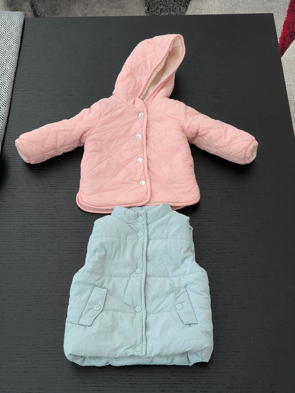 Lot Puffer Vest Aqua & Hooded Sherpa Lined Puffer Coat Jacket Baby Girl 24M